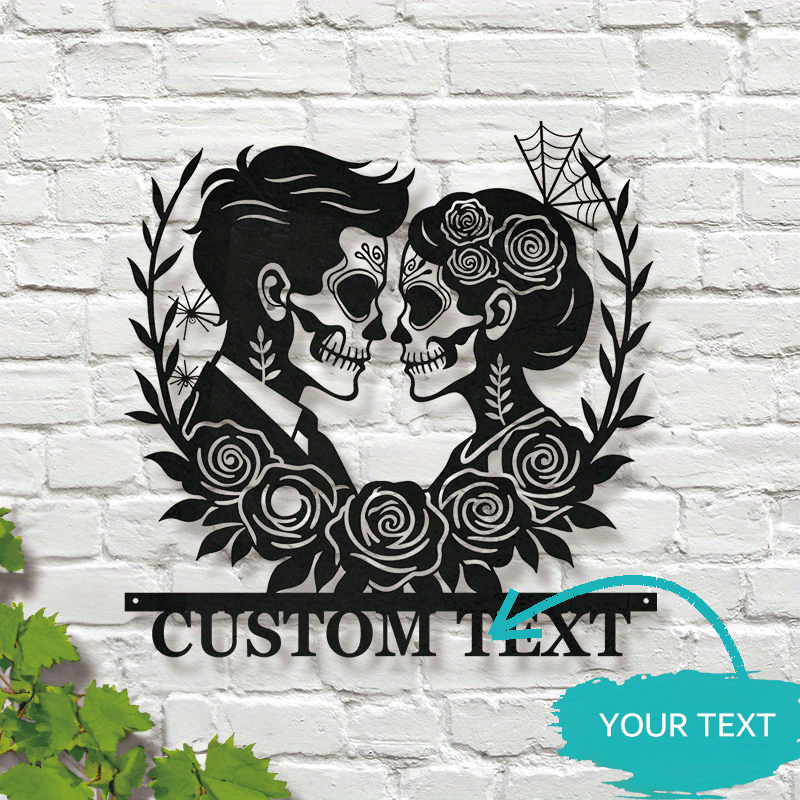 

[customized] 1pc Couple Skeleton Metal Wall Art, Skeleton Lovers Metal Sign, Soulmate Art, Unique Home Decor, Gothic Decor, Wall Art, Skeleton Decor, Day Of The Dead Skeleton Art