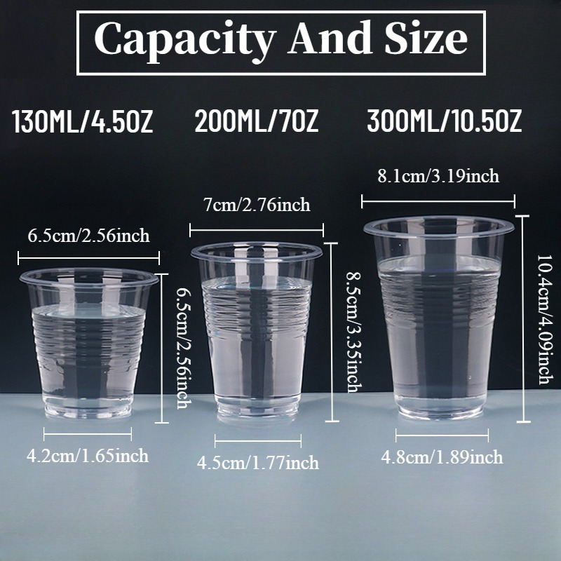 50 100pcs high quality disposable plastic cups clear beverage containers for snacks fruits cold drinks recyclable   home parties restaurants picnics more details 0