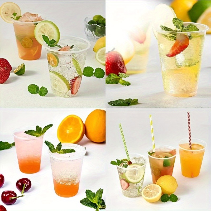 50 100pcs high quality disposable plastic cups clear beverage containers for snacks fruits cold drinks recyclable   home parties restaurants picnics more details 1