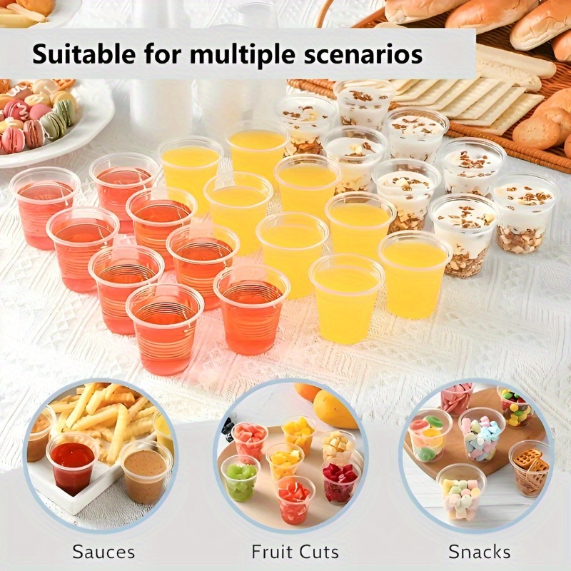 50 100pcs high quality disposable plastic cups clear beverage containers for snacks fruits cold drinks recyclable   home parties restaurants picnics more details 2