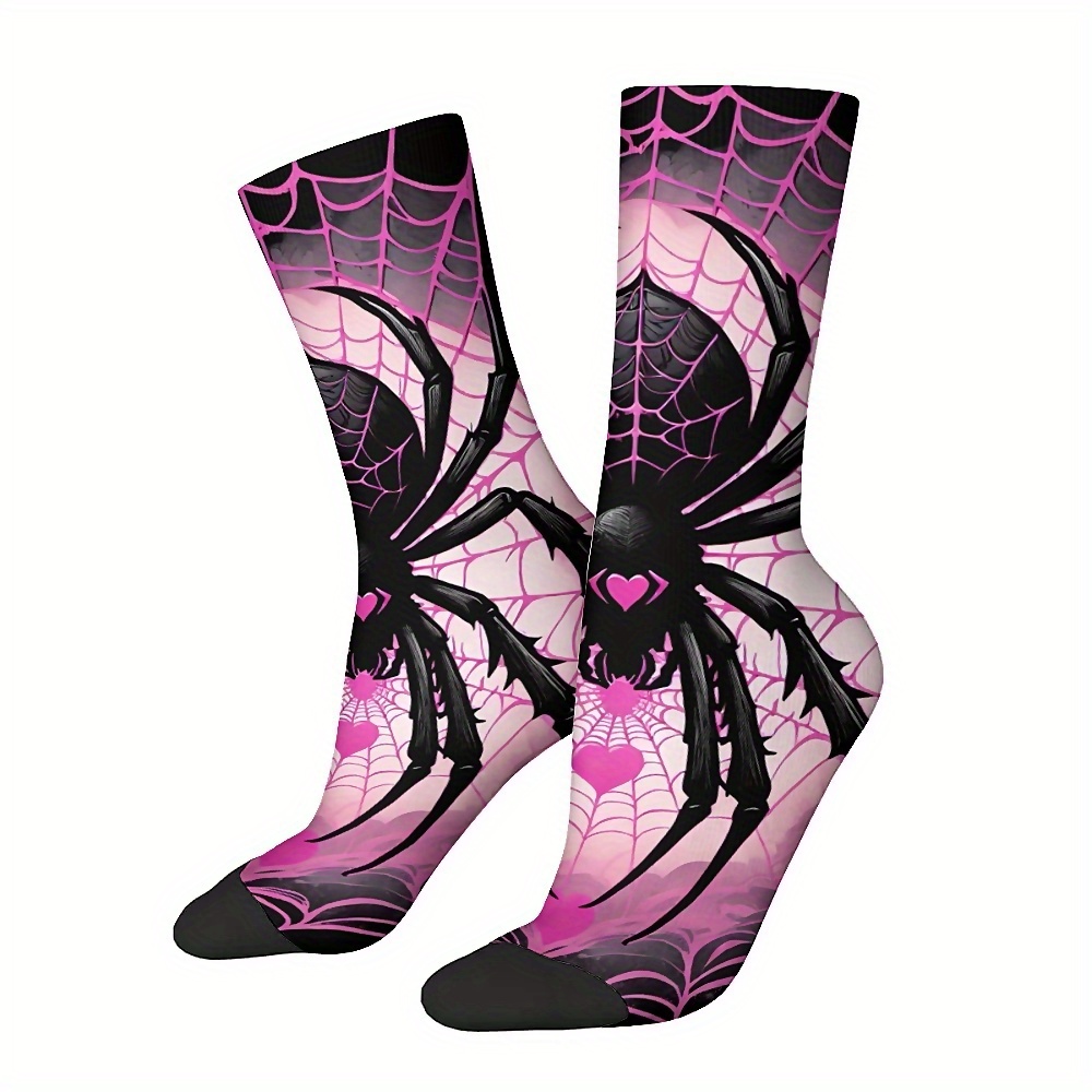 

Novelty Spider And Web Socks For Men And Women, Knit Polyester With Spandex, Hand Wash Only, Idea - 1 Pair