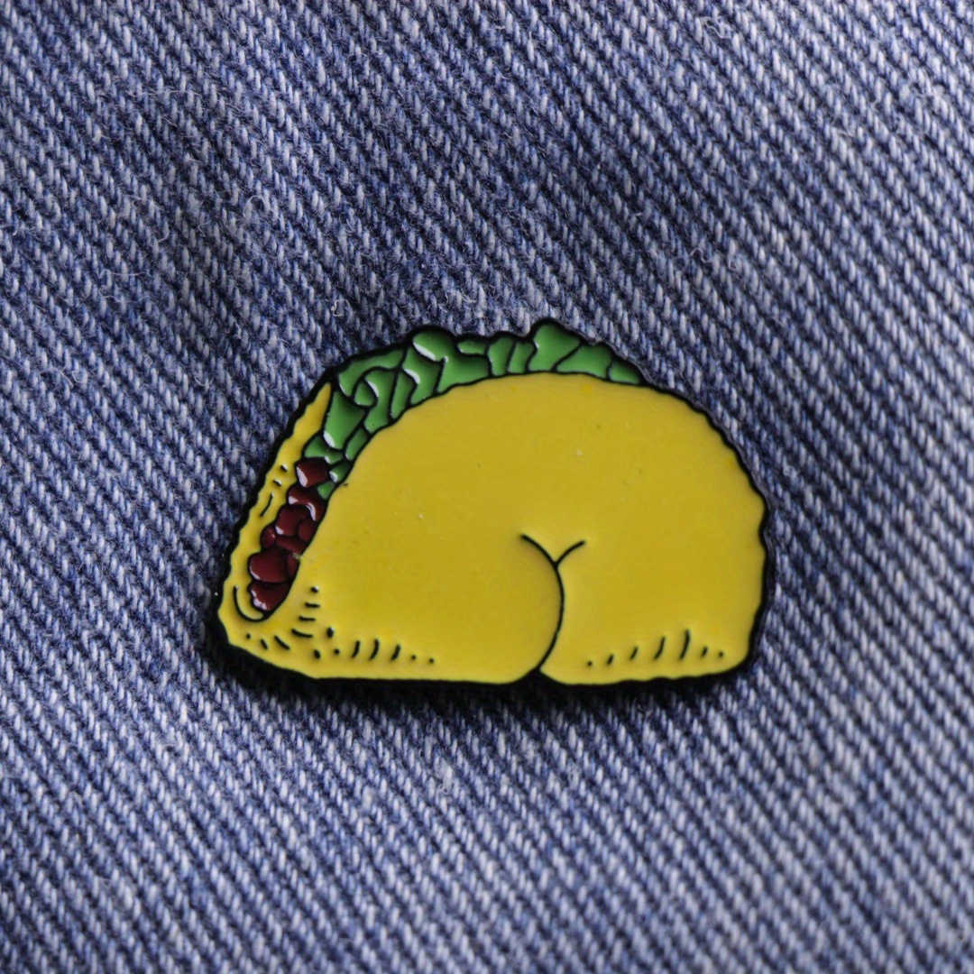 

Cute Taco Design Enamel Lapel Pin - No Plating, Alloy Fashion Brooch For Daily Wear, Versatile Season Fit, Ideal Gift For Friends - Stylish Accessory For Backpacks And Clothing