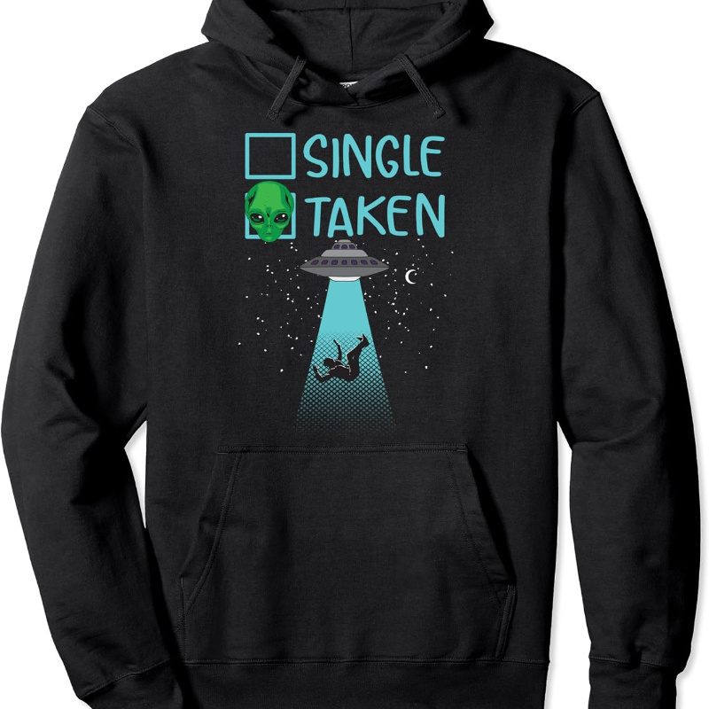 

Single Taken Alien, Trendy Cotton Hooded Sweatshirt, Street Style Sweatshirt, Crew Neck Sweatshirt, Ultra Soft, Breathable, 4 Seasons Casual Hooded Sweatshirt, Perfect For Daily Wear, Casual Outings