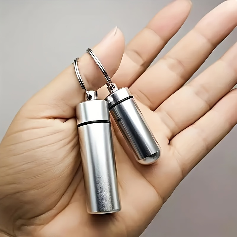 

1pc Waterproof Stainless Steel Portable Medication Bottle With Seal And Mini Box - For Pills And Medications