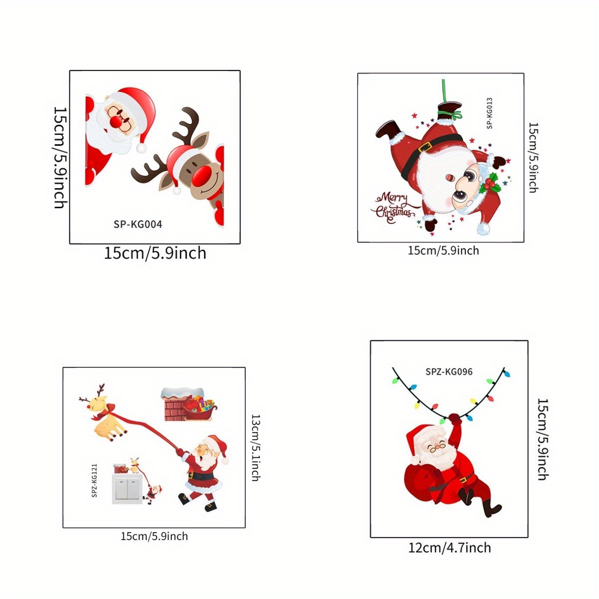 Image of 4pcs Christmas Switch Sticker With Cartoon Elk Santa Claus Snowman Pattern, Bedroom Living Room Wall Decoration Sticker, Christmas Wall Sticker, Christmas Decor