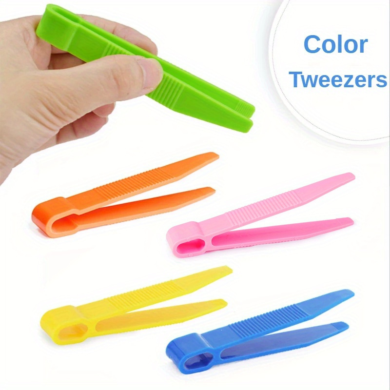 

5-pack Plastic Tweezers Set - , For Diy Beading, Scientific , And Office Proofreading