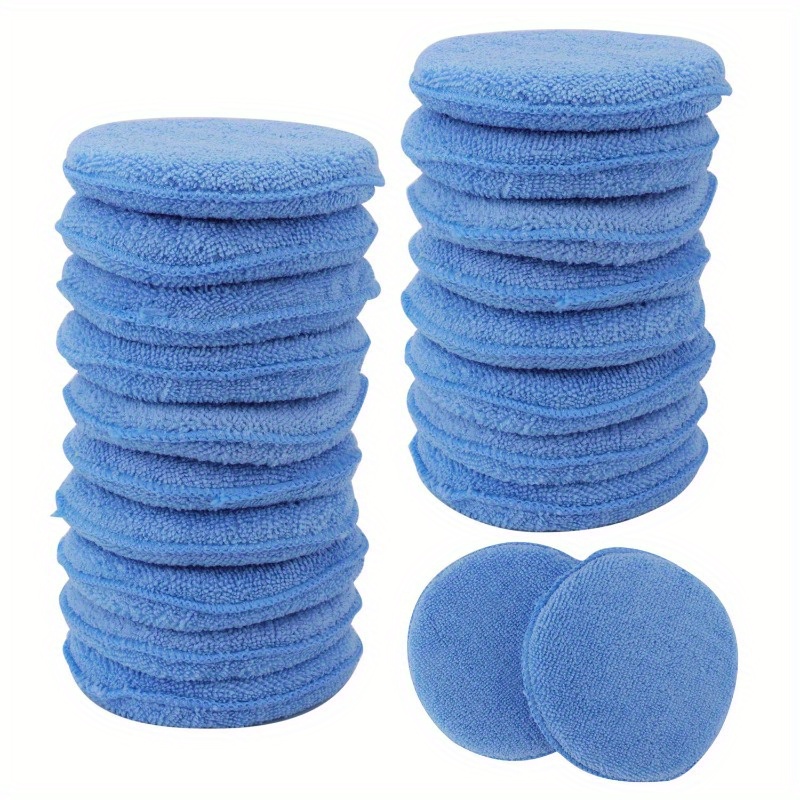 

20-pack Microfiber Wax Applicator Pads - Polyester Fiber Car Detailing And Polishing Sponges, Non-battery, Uncharged Cleaning Tools