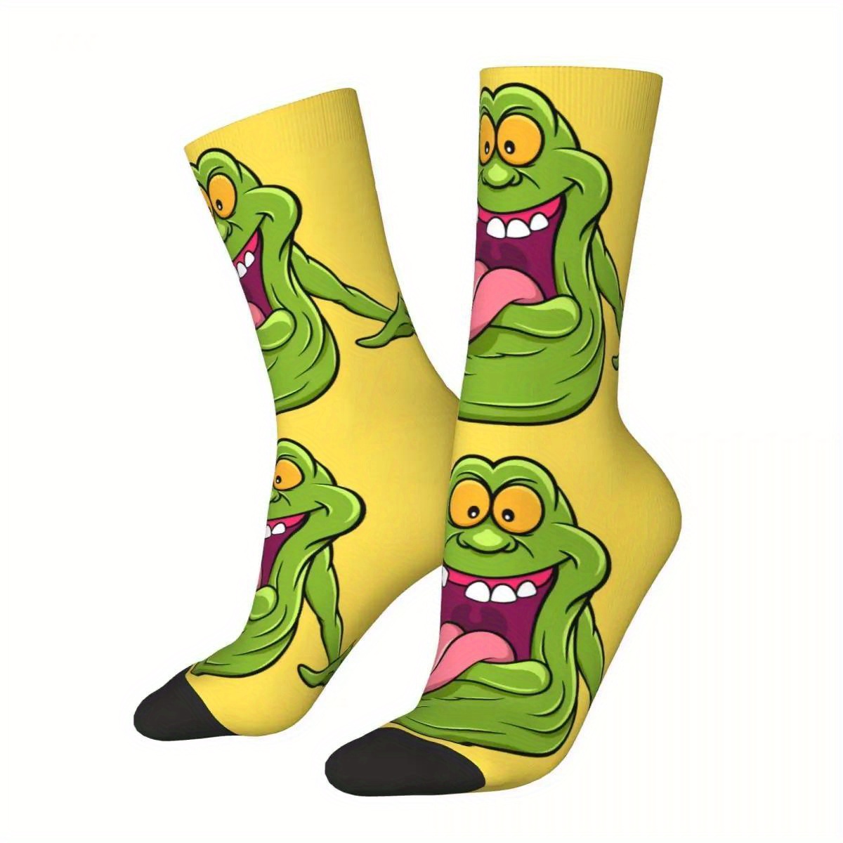 

Cartoon Printed Novelty Socks, 1 Pair, Seamless, Polyester 95%, Spandex 5%, Woven, Hand Washable/dry , Unique Fun Socks For Men And Women