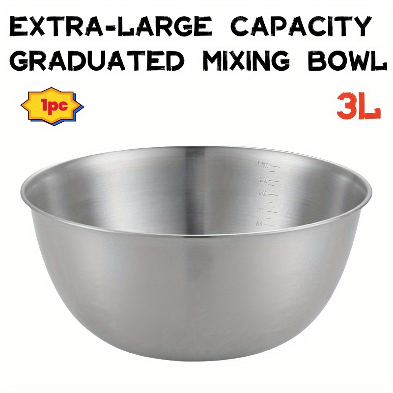 

1pc Extra-.84" Stainless Steel With Measurements - Rust-resistant, Metal Salad & Baking Bowl, Measuring Bowl|professional Kitchenware|rust-resistant Material