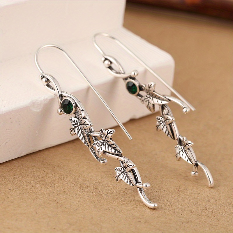 Silvery Earrings Ivy Elf Plant Jewelry Leaf
