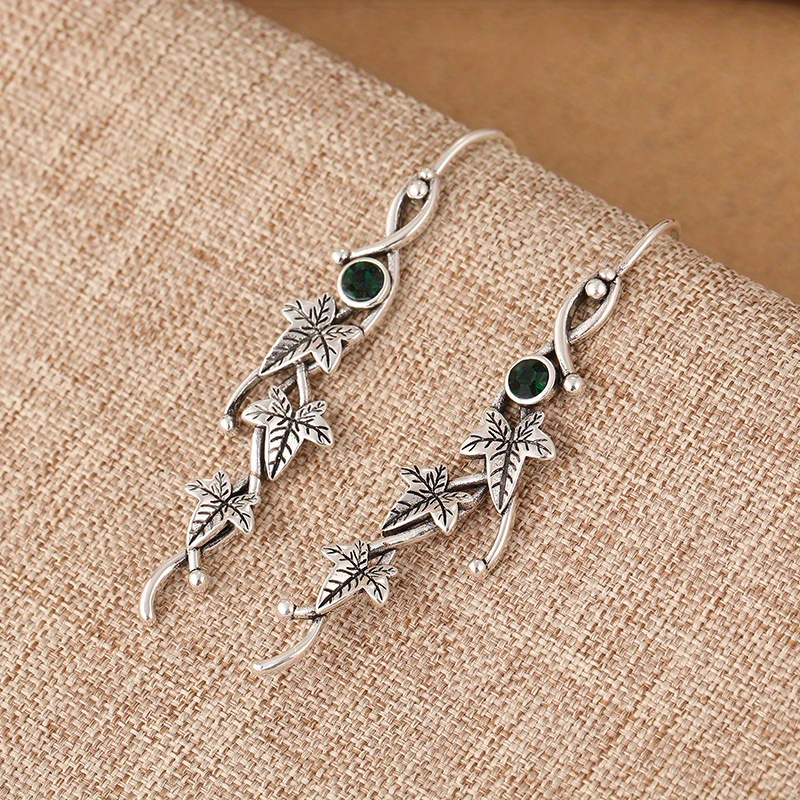 Silvery Earrings Ivy Elf Plant Jewelry Leaf