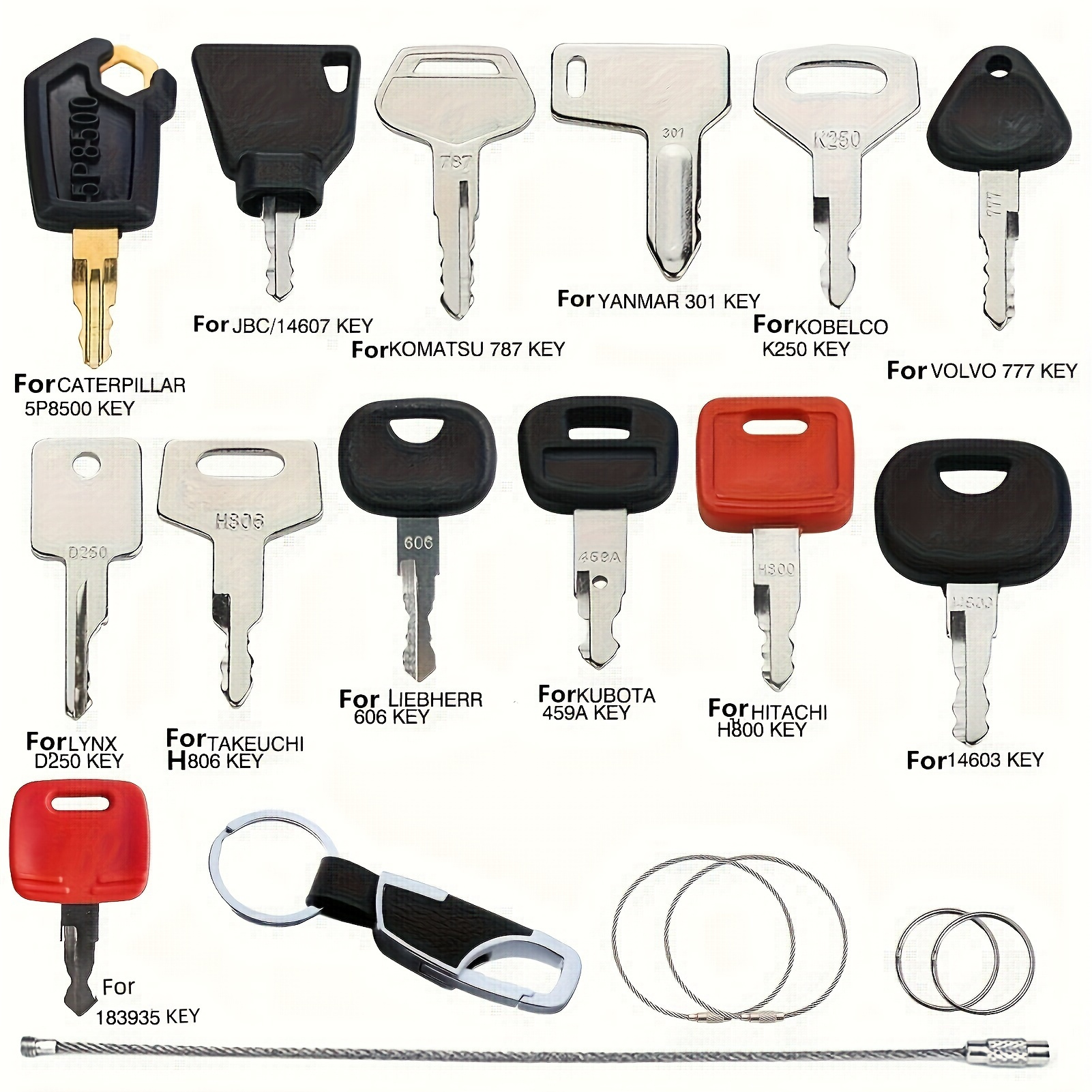 

Construction Machinery Key Set 18pcs Excavator Key Set, Excavator Key Blanks Replacement Key Wheel Loader Motorcycle Ignition For Switch Universal