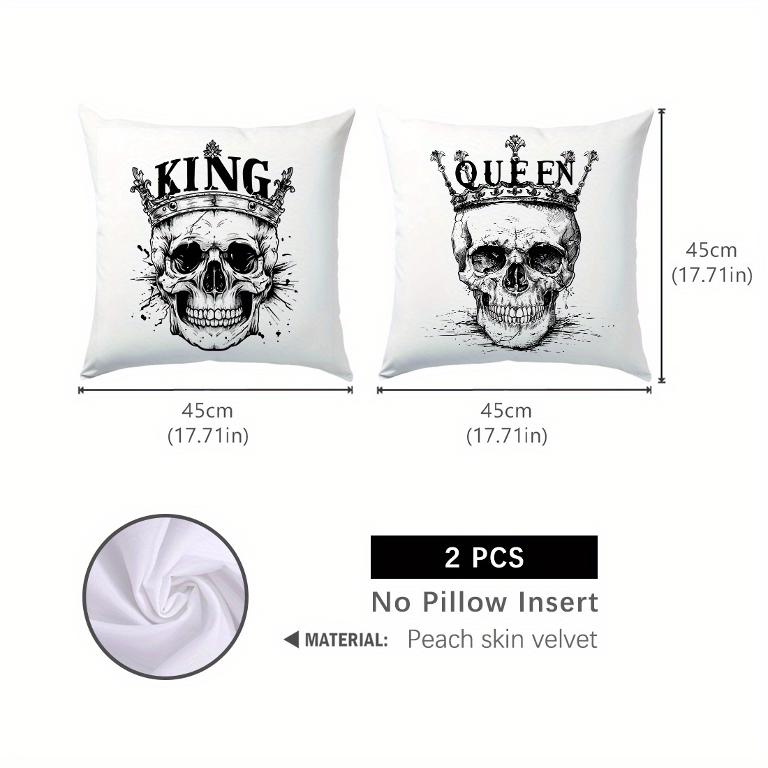 Image of 2pcs Halloween Velvet Pillowcase Set, Single-sided Print (17.71in*17.71in/45cm*45cm), Decorative Pillow Covers For Living Room, Bedroom, Sofa Cushions, Pillow Inserts Not Included