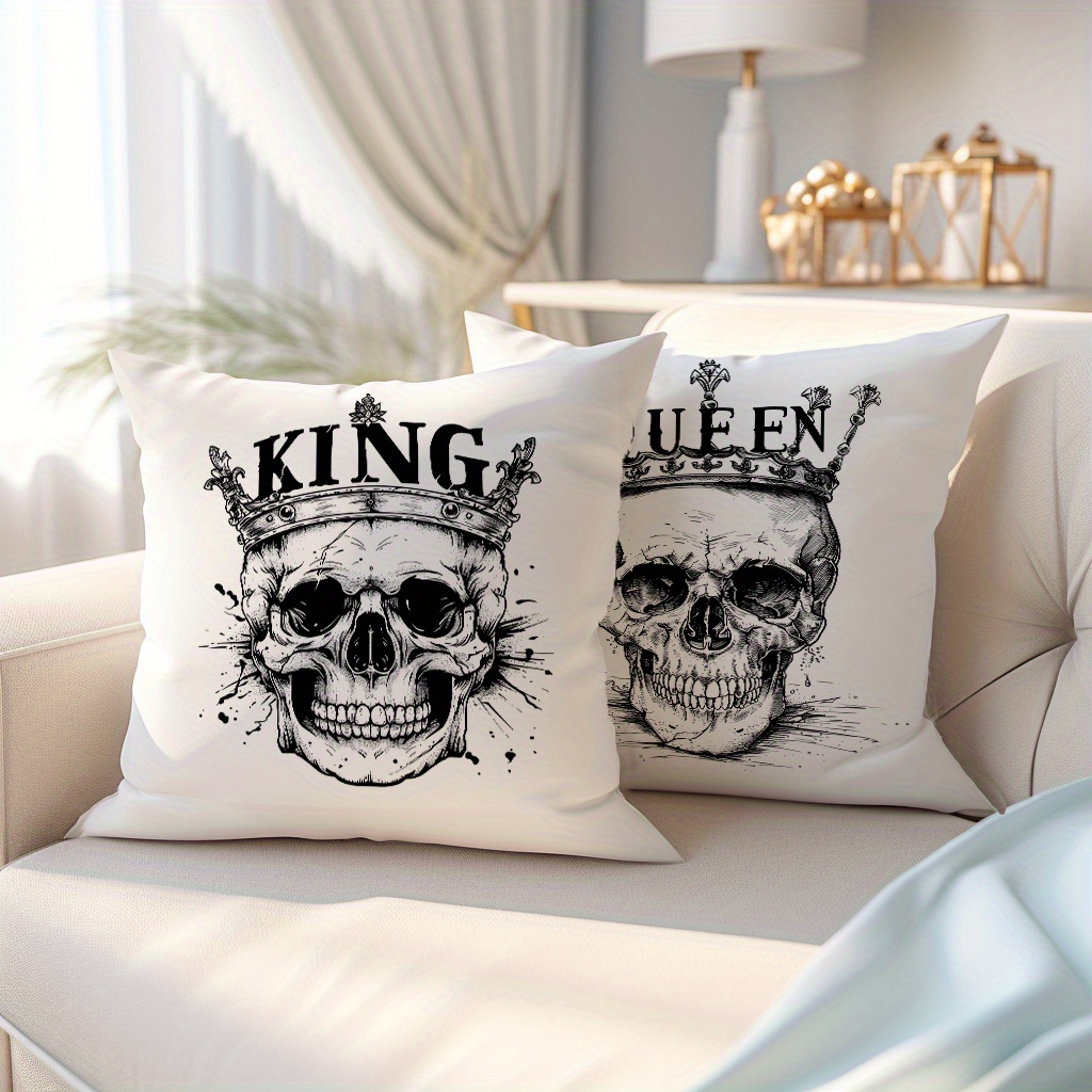 

2pcs Halloween Throw Pillow Covers Set, 17.7"x17.7", Soft , Single-sided Print, Allergy-friendly, Zip Closure - Living Room & Bedroom Decor (inserts Not Included)