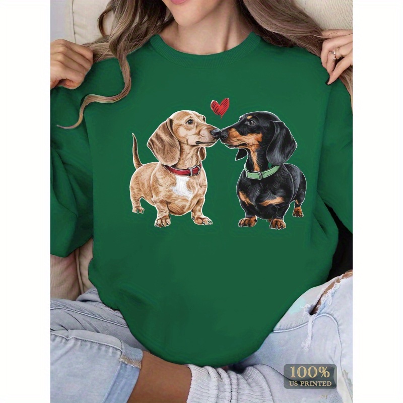 

Heart 2 Dachshunds Nose To Nose In Crew Neck Comfy Sweatshirt By Stay Cozy