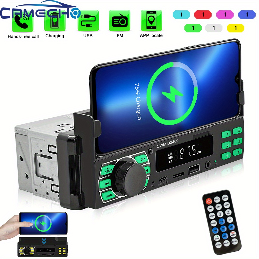 

Camecho 1din In-dash Car , App Location 12v Car Mp3 Usb/ Sd/ Aux-in Phone Holder