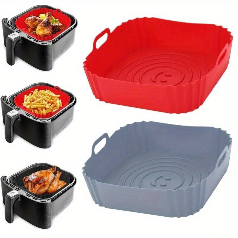 easy clean reusable silicone air fryer liner non stick   baking pan for pizza fried chicken