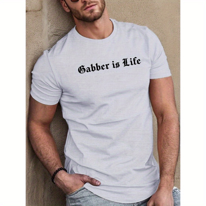 

Is Life Graphic T-shirt - Men's Casual Polyester Knit Fabric Tee, Crew Neck, Slight Stretch, Geometric Pattern, Regular Fit Summer Shirt