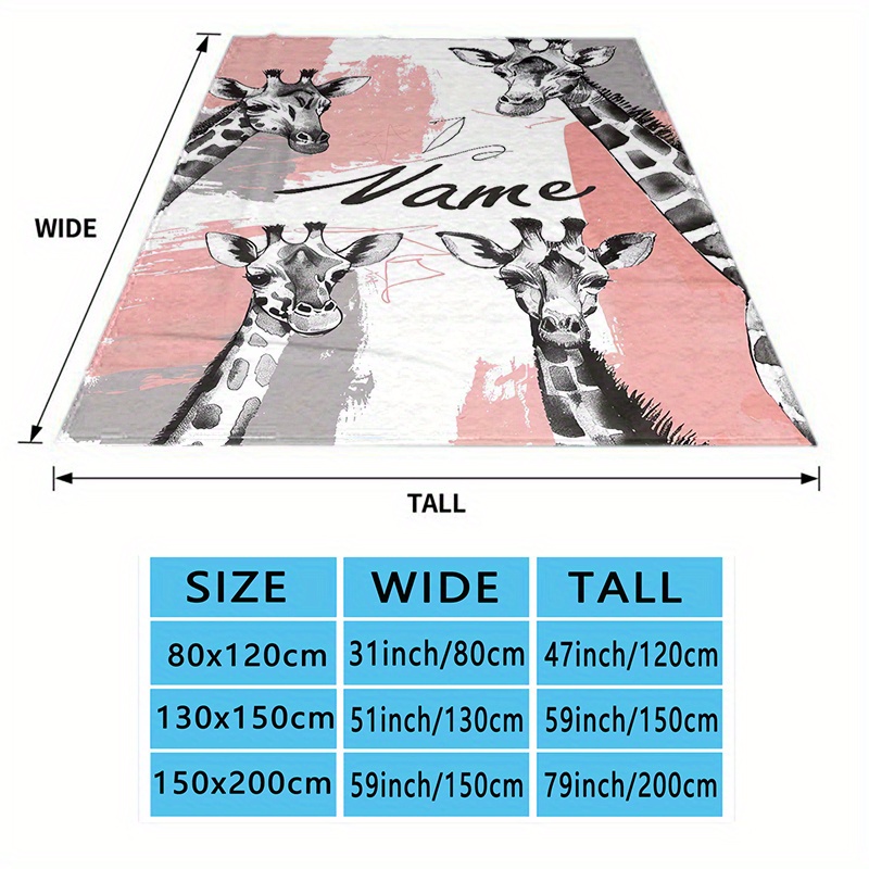 Personalized Giraffe Blanket with Name, Soft Cozy & Versatile