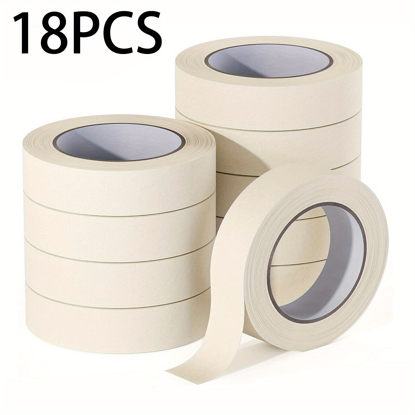 TEMU Masking Tape 1 Inch 18 Packs - Masking Tapes For General Purpose, Craft, Art, Home, Office, School, 1 Inch X 20 Yards X 18 Rolls