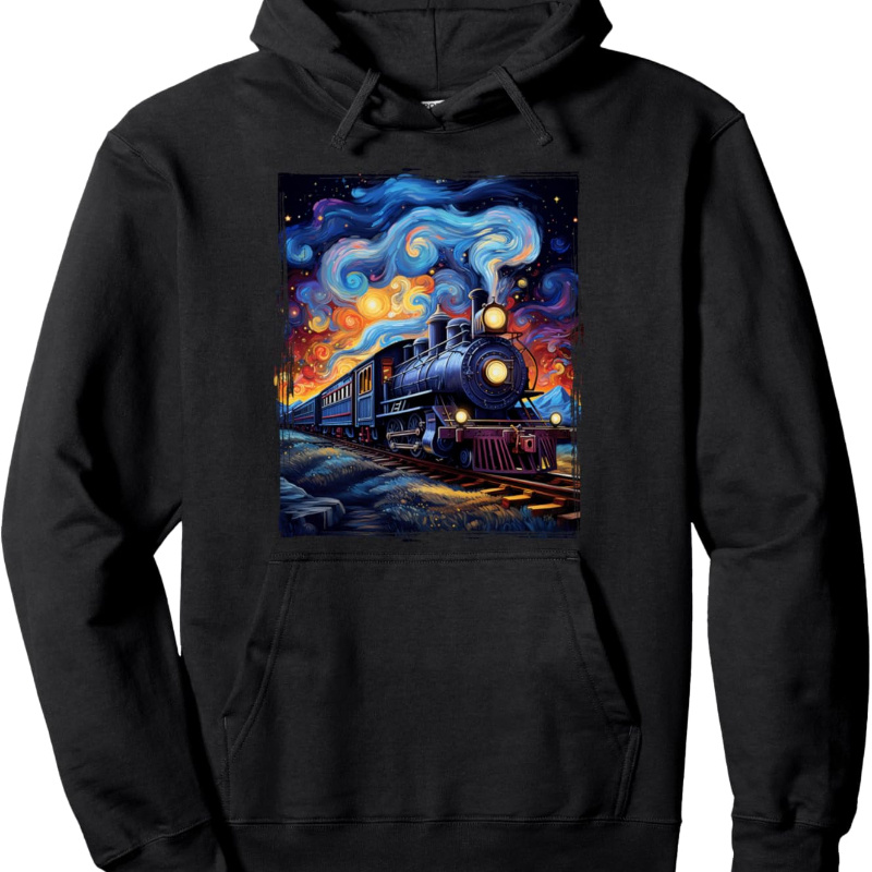 

Vintage Train, Trendy Cotton Hooded Sweatshirt, Street Style Sweatshirt, Crew Neck Sweatshirt, Ultra Soft, Breathable, 4 Seasons Casual Hooded Sweatshirt, Perfect For Daily Wear, Casual Outings