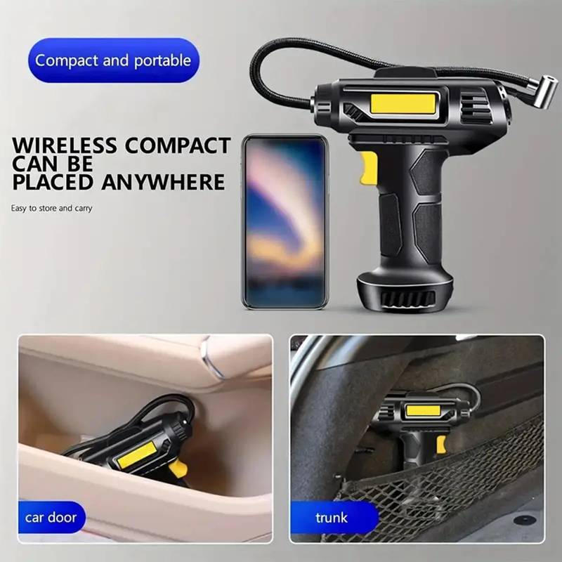 21V Cordless Air Compressor – 150PSI Rechargeable Tire Inflator, Portable Car Pump With Battery