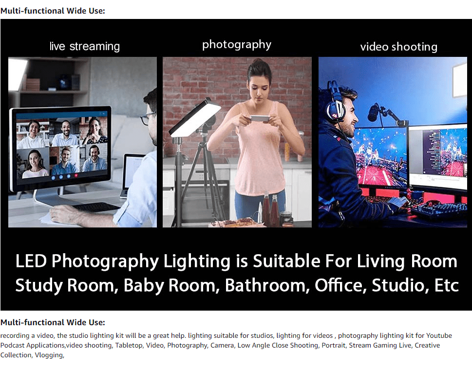 s Mionondi LED Video Light With Stand, Home Studio Back