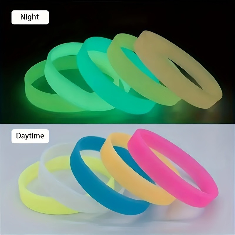 

5pcs -the-dark Silicone Wristbands - Suitable For Activities, Made Of Pet Non-woven Fabric, Designed For Men And Women, Jogging, Parties, And Gifts.