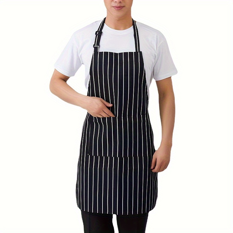 1pc striped chef apron   kitchen chef work clothes apron coffee shop long neck hanging   apron kitchen supplies details 0