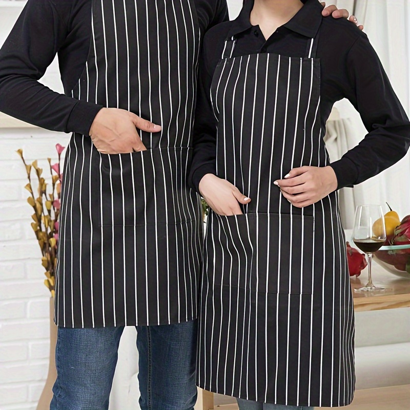 1pc striped chef apron   kitchen chef work clothes apron coffee shop long neck hanging   apron kitchen supplies details 1