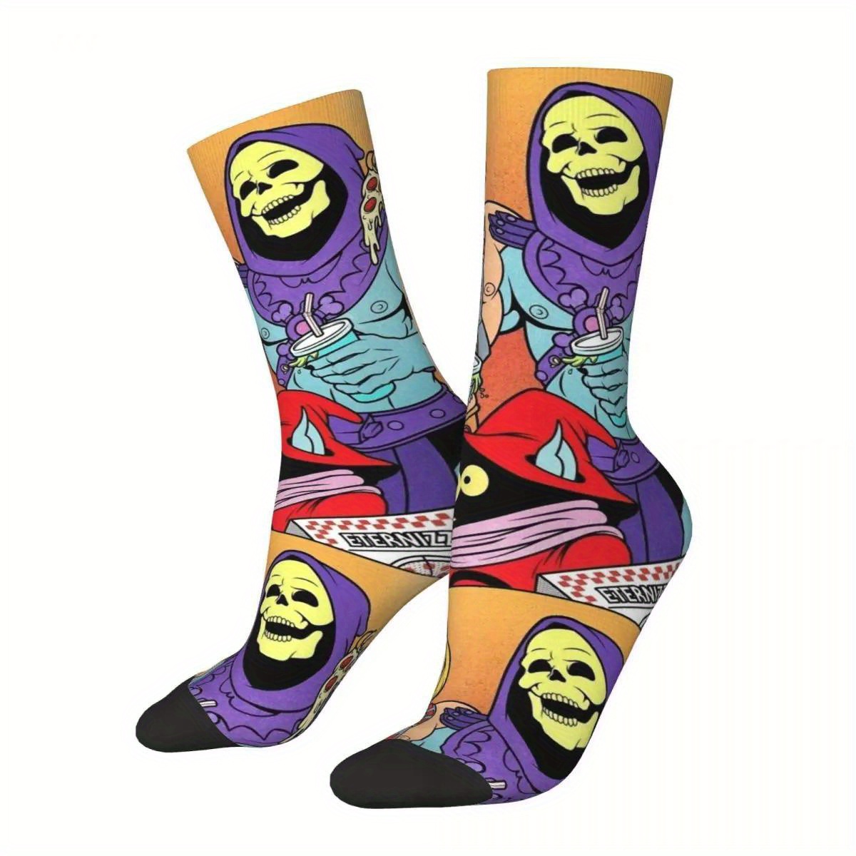 

Knitted Polyester Socks With Animation Print - Fabric, Polyester 95%, Elastane 5%, Seamless Toe, Full Cushion, Rubber Bands - Hand Washable - Unisex One-size