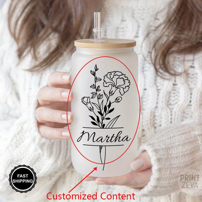 Custom Birth Month Flower Tumbler with Straw
