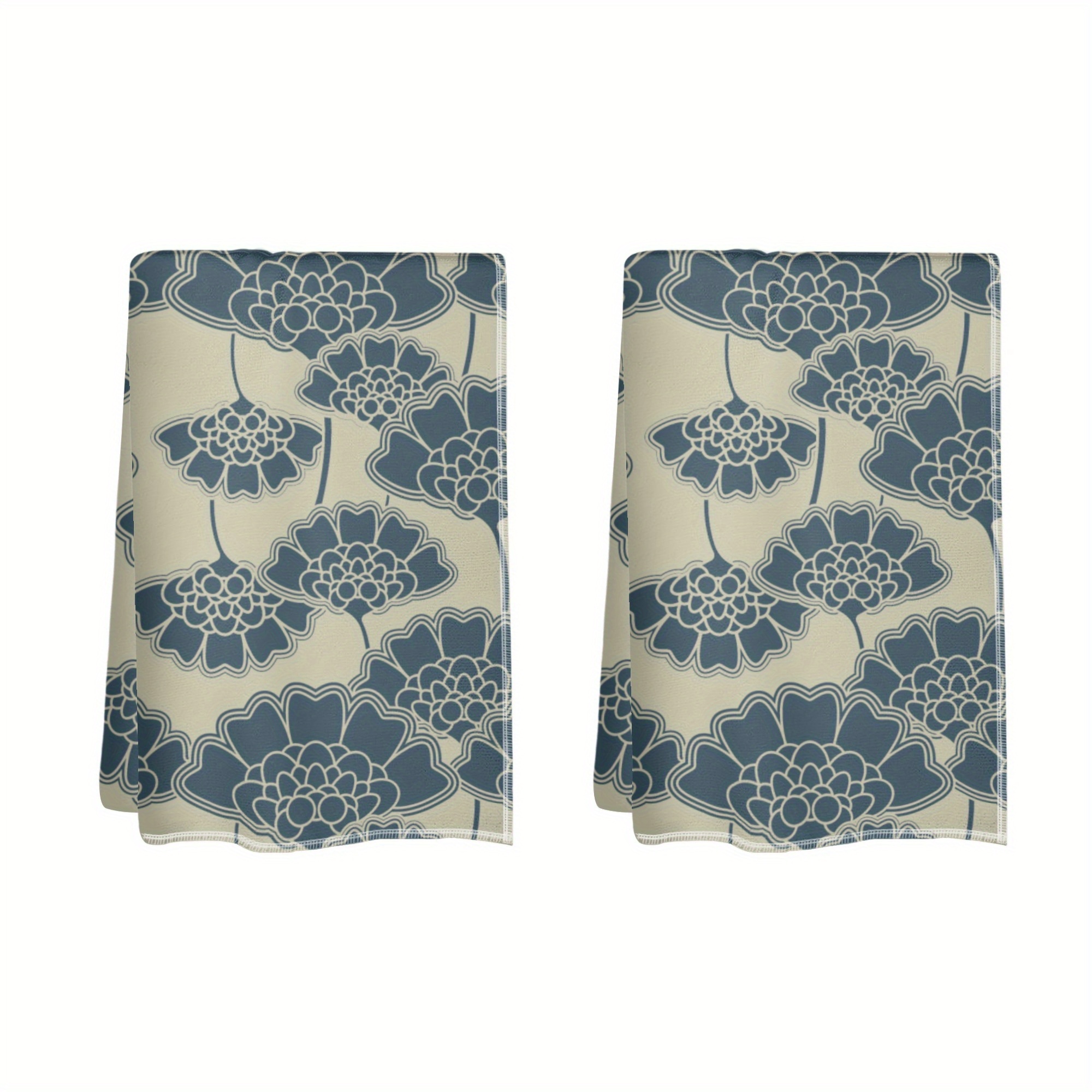 

Blue Japanese Floral 5 Towel Set: Ultra Soft, Breathable Towels For Home Or Office - 18x26 Inch, Rectangular, Cartoon-themed, Contemporary, Sateen Weave, Machine Washable