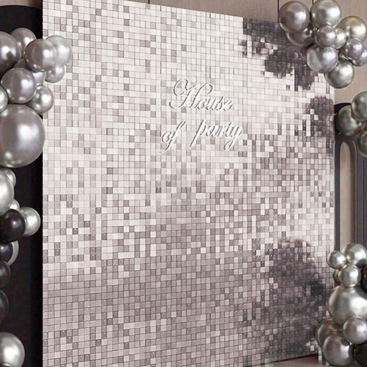 

1/2pcs Silvery Background Curtain, Silvery Plastic Square Tassel Curtain Sequin Backdrop Scene Decor For Wedding Decor Baby Shower Birthday Holiday Party Supplies