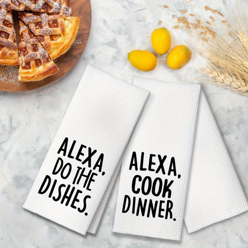 

Jit Contemporary Polyester Blend Kitchen Towels, 2-piece Set, Super Soft, Machine Washable, Woven Oblong Dish Cloths With Fantasy Alexa Quotes For Party And Holiday Decor