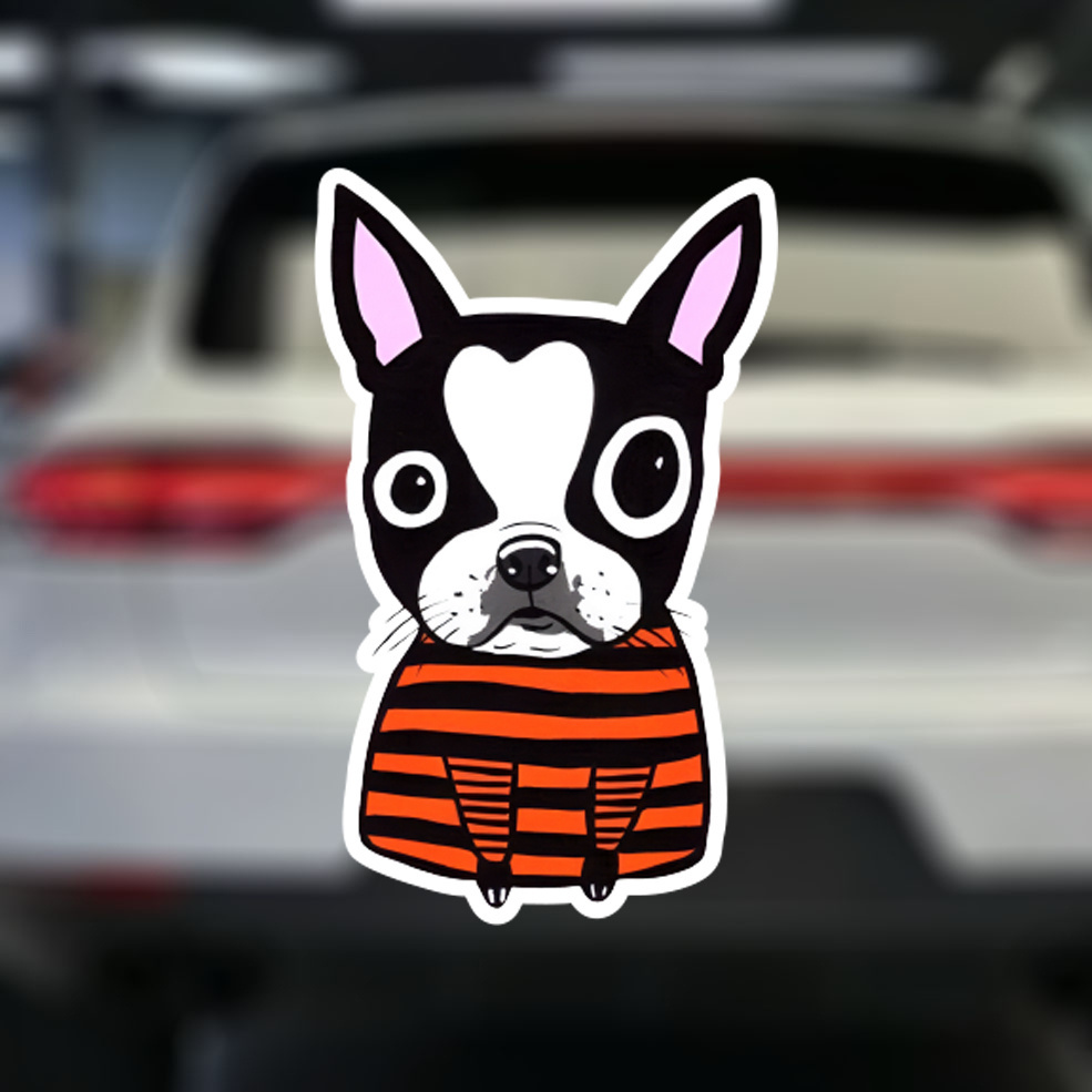 

Boston Terrier Car Decal - Durable Vinyl, Matte Finish, Irregular Shape, Single-use Self-adhesive For Cars, Motorcycles, Laptops, Walls | Adheres To Plastic, Glass, Metal Surfaces