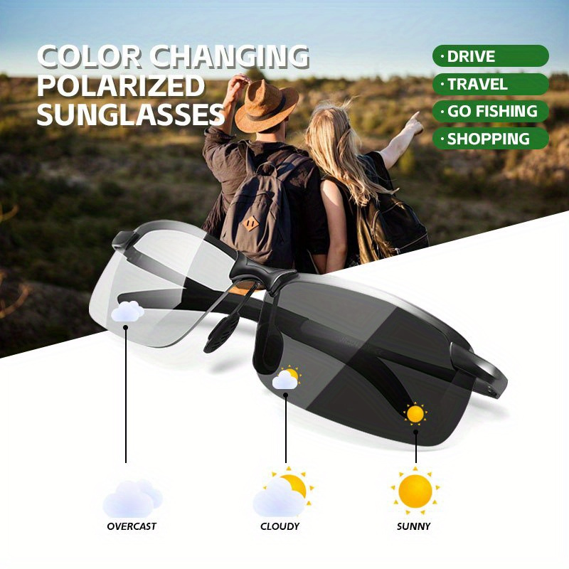 

2pcs Men Day Night Vision Driving Polarized Male Change Color Driver'