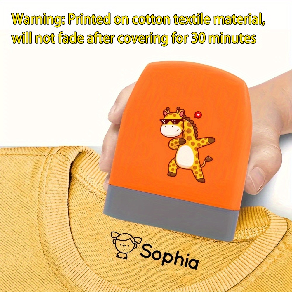 

1pc Personalized Animal Cartoon Stamp, Custom Name Seal For Fabric, Washable & Long-lasting, Plastic Construction, Ideal For School, General Use - Holiday Gift For & Christmas