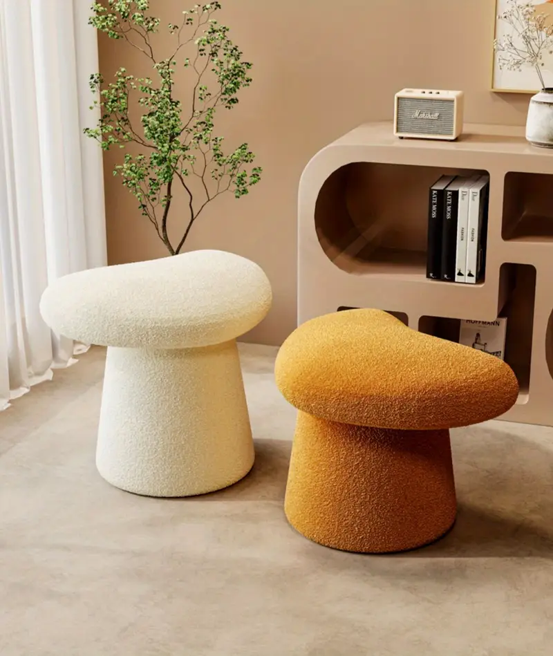 1pc contemporary mushroom shaped cat nest shoe changing stool hardwood and artificial board construction upholstered independent under 27 inches under 3 2 cubic feet storage no electricity needed details 0