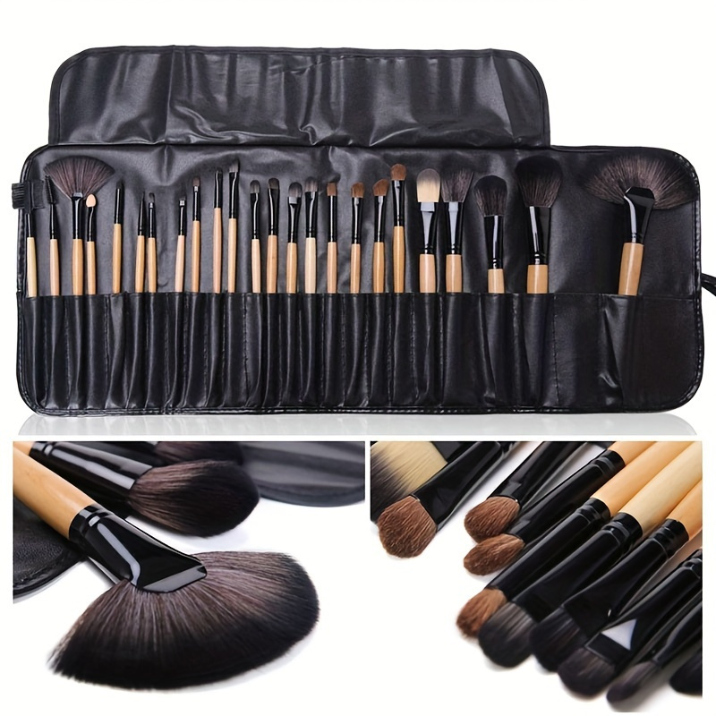 

24pcs Professional Makeup Brush Set With Storage Bag - Soft Synthetic Bristles For Foundation, Eyeshadow & Blending - Perfect Gift For Beginners