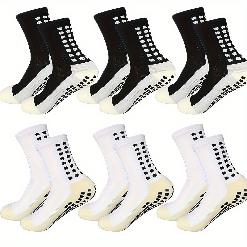 

4/5/6 Pairs Of Men's Anti-slip Football Socks, Thickened Breathable Socks, Crew Grounding Socks, Suitable For Football, Basketball And Running