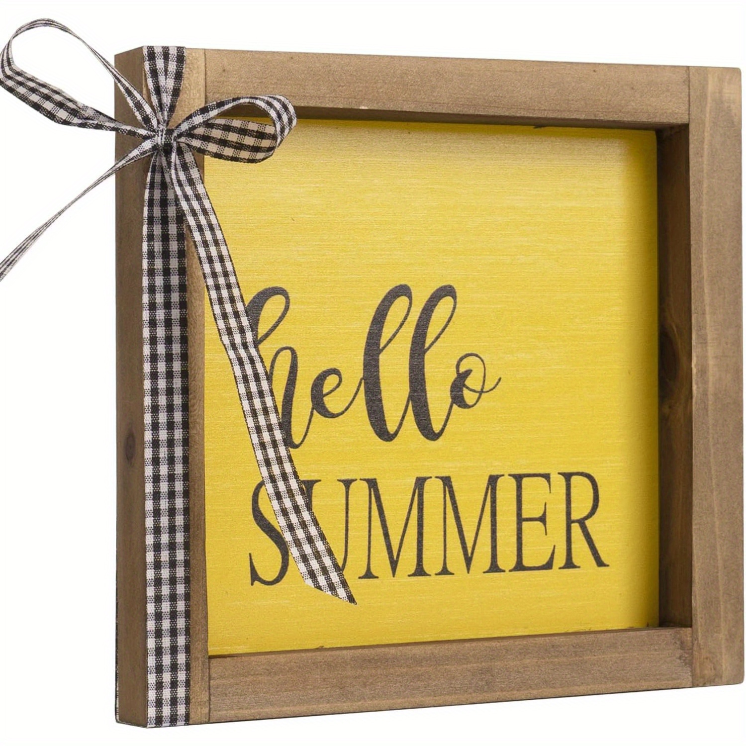 TEMU Hello Summer Wooden Sign Suitable For - Rustic Farmhouse Tabletop & Wall Decor With "hello Summer" Text - Wood Seasonal Decoration For Indoor, Desk, Mantel - Casual Elegant Style Summer Sign