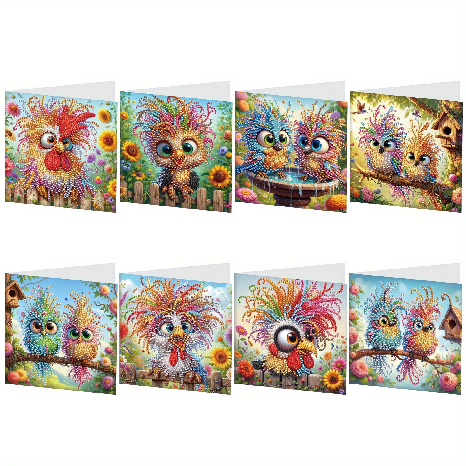 

8pcs 5d Diamond Art Painting Greeting Card Kit - Diy Design, Acrylic Craft Set For Adults, Unique Christmas & Congratulations Cards