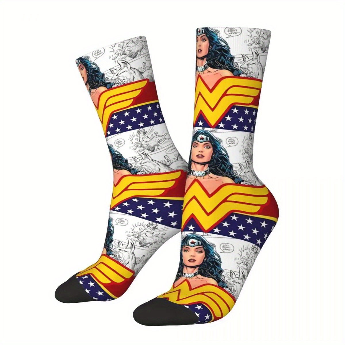 

Seamless 3d Printed Men's Socks: Marvelous Comic Hero Design, High-quality Polyester, Full Cushion, And Elastic Rubber Bands For Comfort