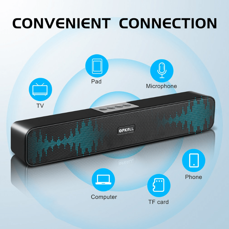 

3.5mm Speakers - Immersive Surround Sound Soundbar With Stereo Subwoofer - Compact Soundbar For Laptops, Pcs, Tvs, Gaming And Music Lovers