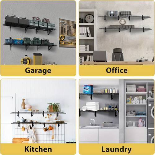 2 pack 1x6ft garage wall shelving garage storage wall garage shelves for wall storage heavy duty garage storage rack wall mounted floating shelves 600lbs load capacity 12 inch by 72 inch