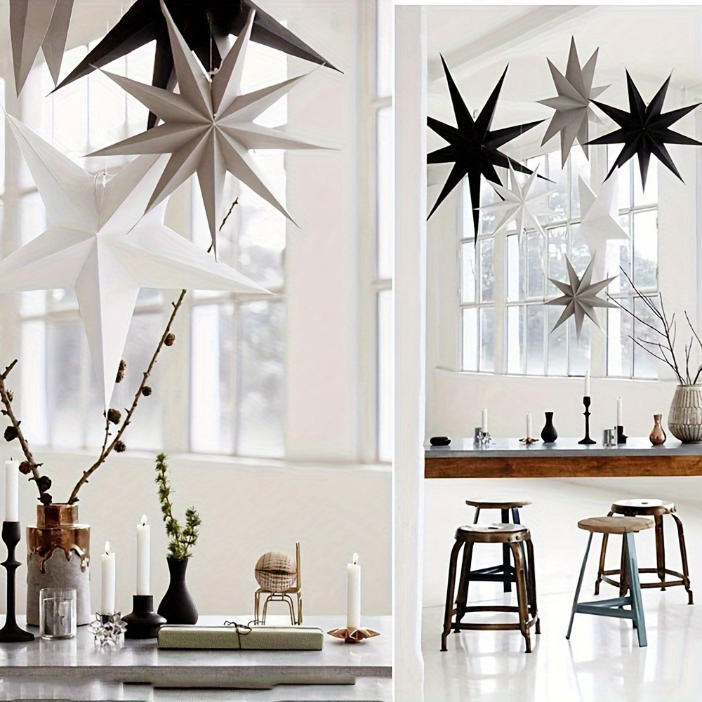 

1-piece 9-pointed 3d Paper - Decorative Hanging Star For Indoor Home, Ceiling, Shop, Market, Holiday, Festival And Christmas Party Decorations