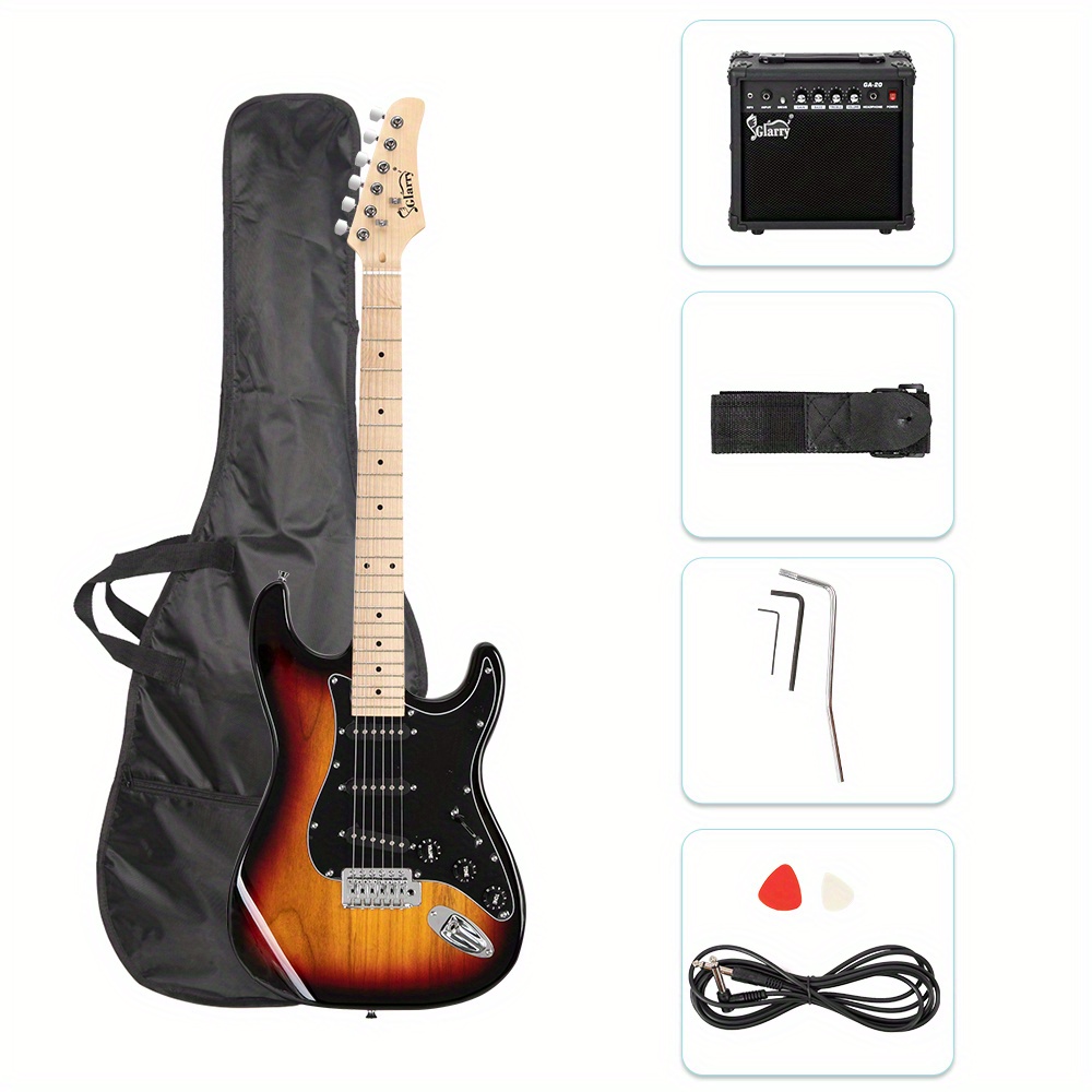 GST Stylish Electric Guitar Kit with Black Pickguard Sunset Color