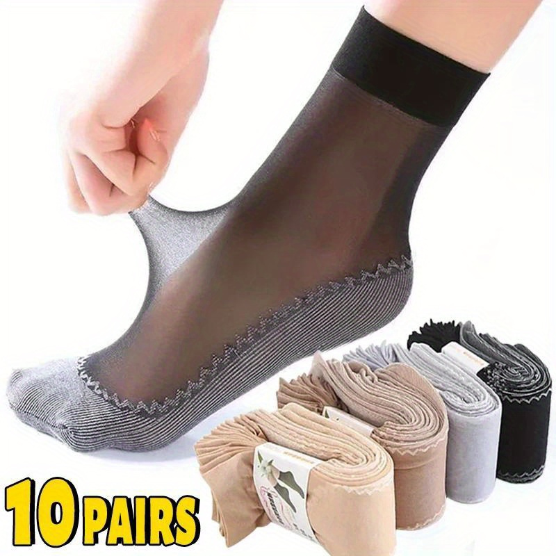 

30pairs Random Silky Velvet Ankle Short Sox Lace Socks Women Transparent Female Mesh Non-slip Bottom Sock