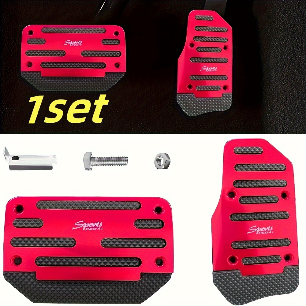 Image of 2pcs Non-slip Aluminum Alloy Car Pedal Pads, Automatic Transmission Brake & Gas Pedal Covers, Performance Pedal Set, Auto Suv Atv Accessories (automatic)